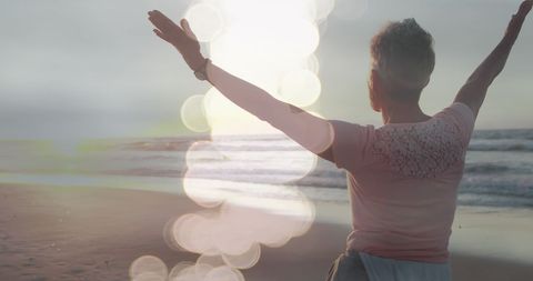 Seniors Embracing Freedom on Tranquil Beach - Download Free Stock Images Pikwizard.com