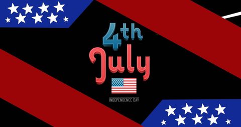 Colorful banner featuring '4th July' text with American flag elements against a vibrant background. Ideal for use in Independence Day promotions, patriotic events, and digital or print marketing celebrating American heritage.