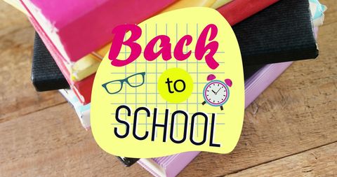 Colorful Back to School Message with Books and Glasses - Download Free Stock Images Pikwizard.com