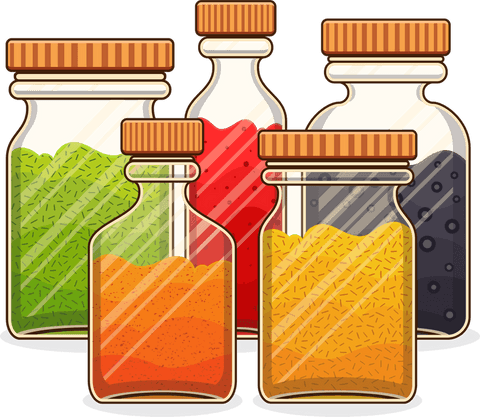 collection of transparent spice jars with colorful spices, culinary display - Download Free Stock Videos Pikwizard.com