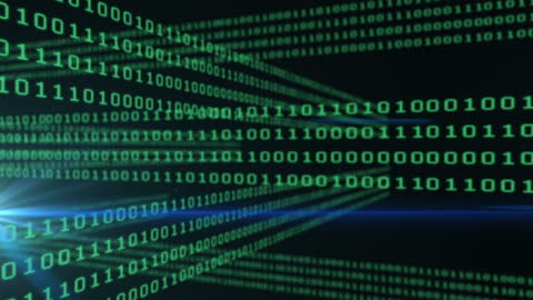 Binary Code Flowing Through Digital Space