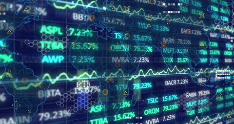 Futuristic Data Streams Highlighting Financial Metrics and Global Connections