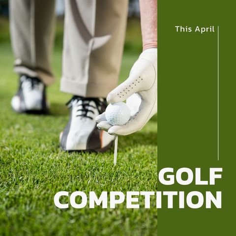 Golfer Placing Ball on Tee Preparing for Competition