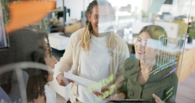 Three Businesswomen Strategizing Goals and Targets in Modern Office - Download Free Stock Images Pikwizard.com