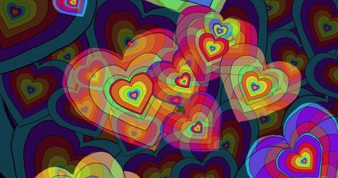 Vibrant Rainbow Hearts Symbolizing LGBTQ Pride and Equality