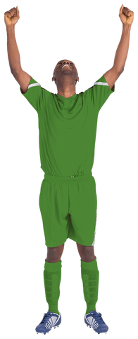 Transparent Football Player Cheering in Green Jersey