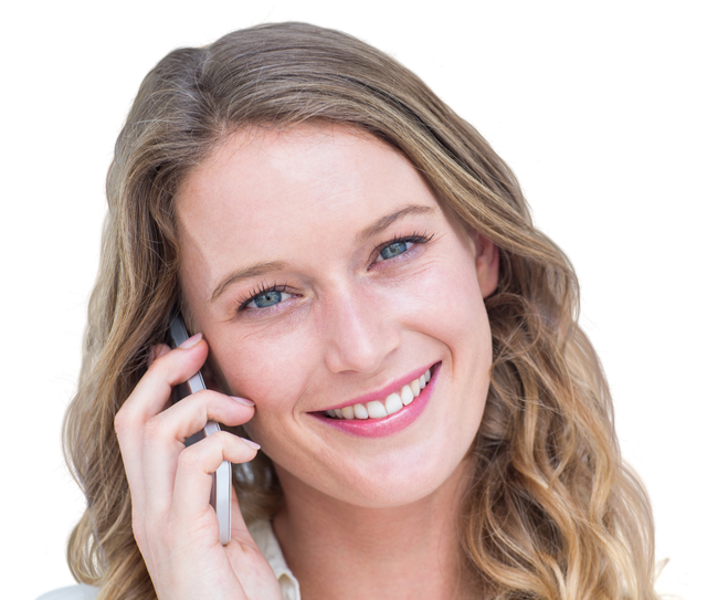 Transparent Background Smiling Woman Talking on Mobile Phone - Download Free Stock Videos Pikwizard.com