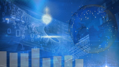 Futuristic Blue Background Highlighting Global Data Processing