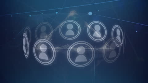 Digital Network of People Icons on Futuristic Background