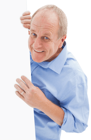 Mature Man Smiling Playfully Around Transparent Card - Download Free Stock Videos Pikwizard.com
