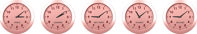 Transparent Vector of Pink Clocks for International Time Zones - Download Free Stock Videos Pikwizard.com