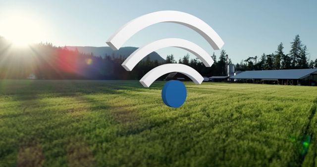 WiFi Icon over Rural Green Energy Landscape - Download Free Stock Images Pikwizard.com