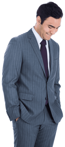 Happy Businessman in Suit Standing on Transparent Background