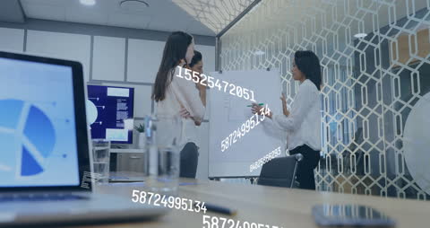 Global Business Team Analyzing Digital Financial Data