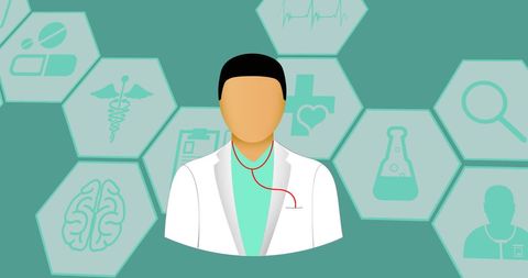 Doctor Icon with Medical Symbols on Green Background - Download Free Stock Images Pikwizard.com