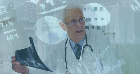 Doctor Analyzing X-ray with Futuristic Technology Interface - Download Free Stock Images Pikwizard.com