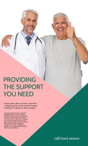 Doctor with happy senior patient promoting healthcare support