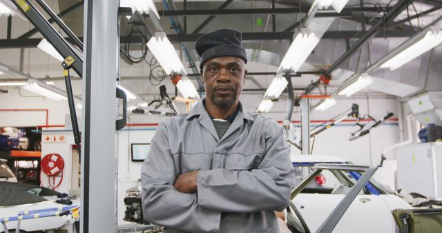 Confident Male Mechanic in Industrial Auto Workshop - Download Free Stock Images Pikwizard.com