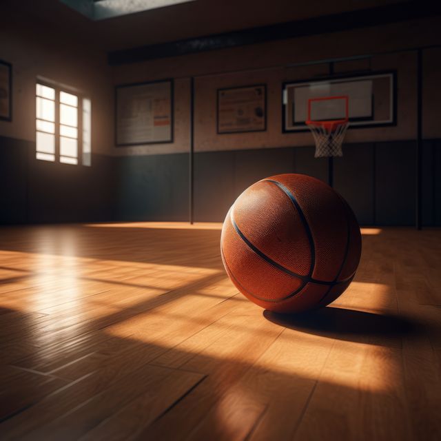 Basketball in basketball court with window, created using generative ai technology - Download Free Stock Photos Pikwizard.com