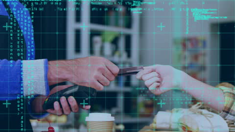 Contactless Payment Concept with Digital Data Overlay