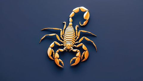 Gold 3d scorpion on dark blue background