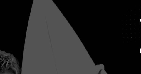 Monochrome abstract with large curved form, partial profile and geometric grid accents