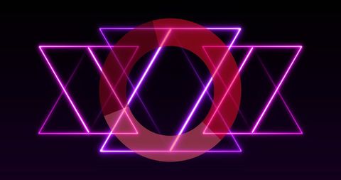 Futuristic Neon Geometric Shapes on Black Background