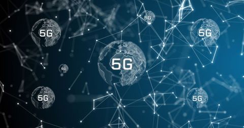 5G Network Technology with Rotating Digital Globes - Download Free Stock Images Pikwizard.com
