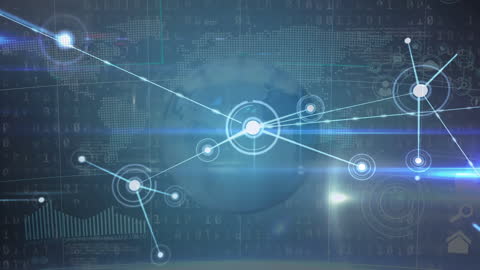 Digital Global Network Connections over World Map
