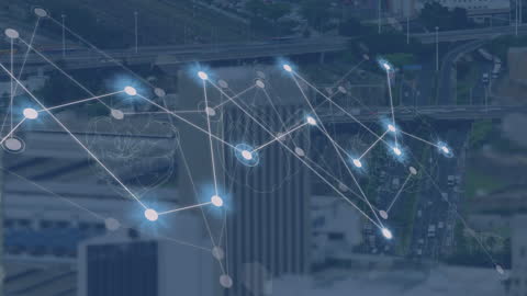 Global Network Connections in Modern Cityscape