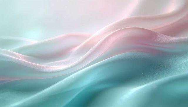 Pastel silk waves abstract background teal blush satin texture soft gradient flow