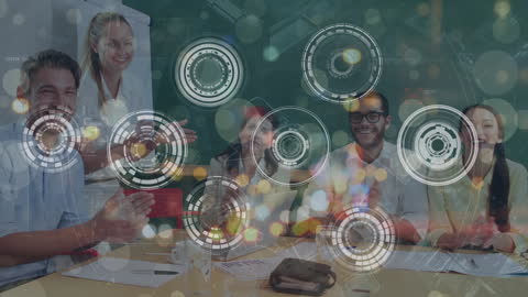 Digital Presentation Success and Applause in Modern Office