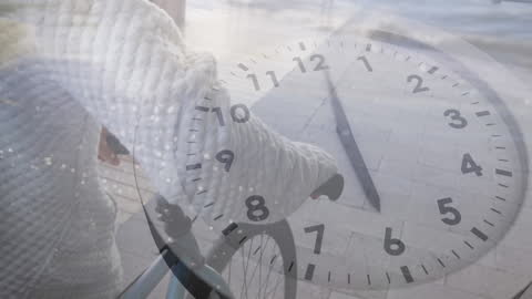 Overlay of Analog Clock on Walkway