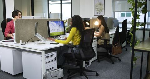 Team Collaboration in Modern Minimalist Open-Plan Office