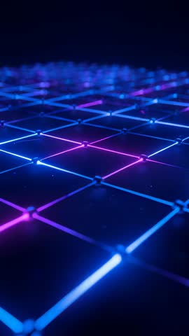 Vertical Neon Grid Ascending Loop for Mobile, Futuristic Cyberpunk Technology Network