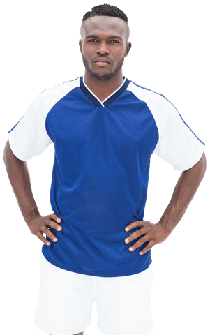 African American Footballer in Team Uniform on Transparent Background