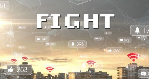 social media engagement over cityscape backdrop - Download Free Stock Images Pikwizard.com