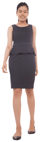 Happy Asian Businesswoman Smiling with Closed Eyes on Transparent Background
