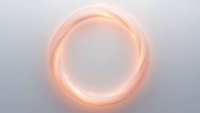 Peach glowing loop ribbon abstract halo translucent circular gradient minimal background