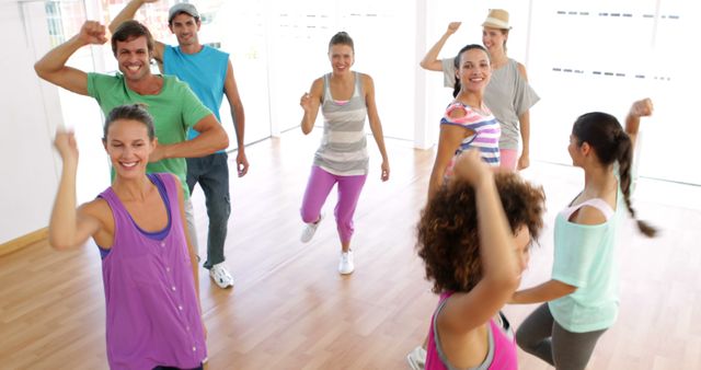 Group of Diverse Adults Enjoying Aerobics Dance Class in Studio - Download Free Stock Images Pikwizard.com