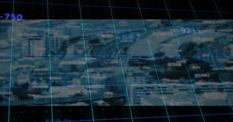 Futuristic Digital Overlay on Urban Landscape with Data Visualization