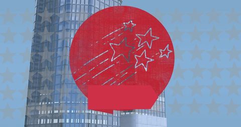 Futuristic urban architecture with creative art overlay