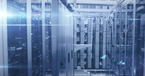 High-Tech Server Room with Data Flow and Light Trails - Download Free Stock Images Pikwizard.com