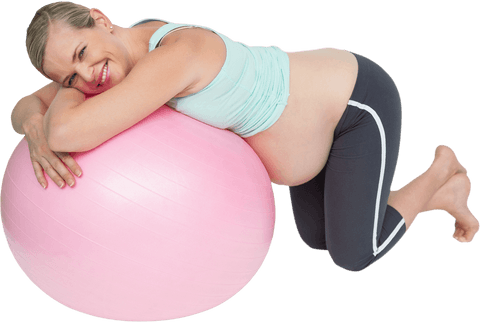 cheerful pregnant woman kneeling with transparent exercise ball - Download Free Stock Videos Pikwizard.com