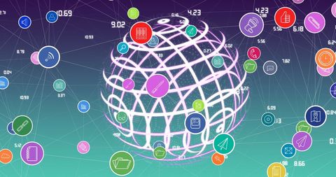 Digital Globe with Technology and Communication Icons - Download Free Stock Images Pikwizard.com