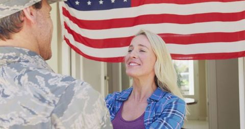 Joyful Reunion: Soldier and Wife Celebrate Homecoming