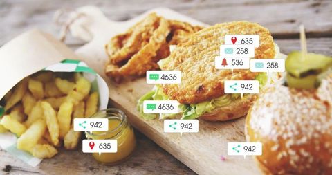 Breaded Chicken Sandwiches with Social Media Engagement Tags