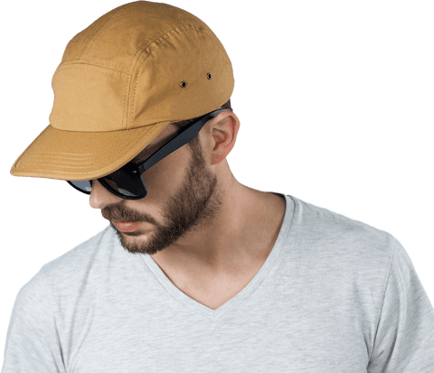 Bearded Man in Casual Cap and Sunglasses on Transparent Background
