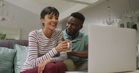 Happy Couple Browsing Laptop at Home in Cozy Living Room - Download Free Stock Images Pikwizard.com