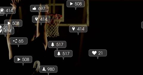 Dynamic Jump Shot with Social Media Engagement Icons